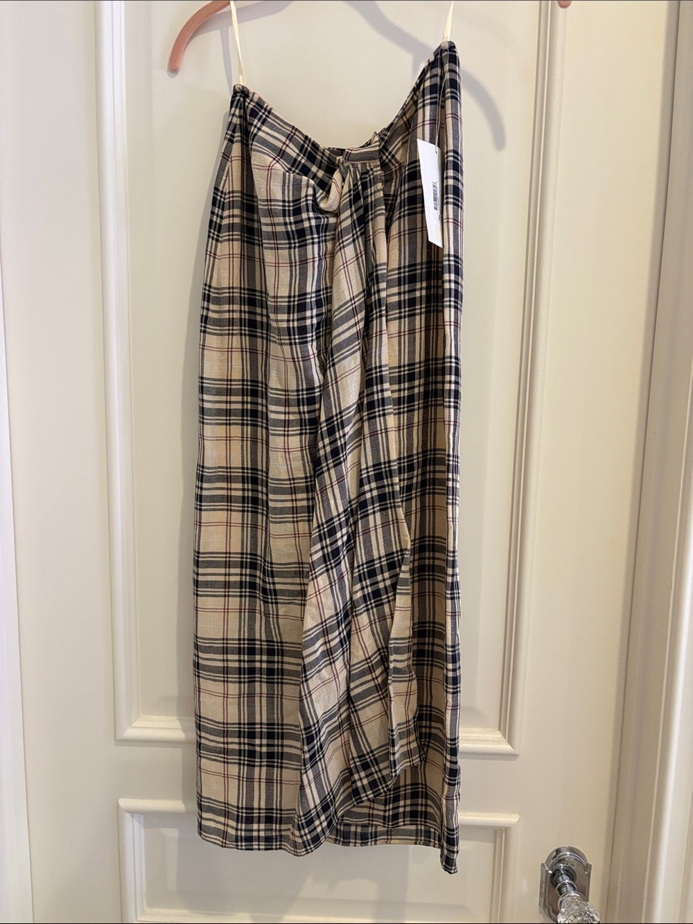 Emanuel Ungaro Beige and Black Plaid Midi Skirt